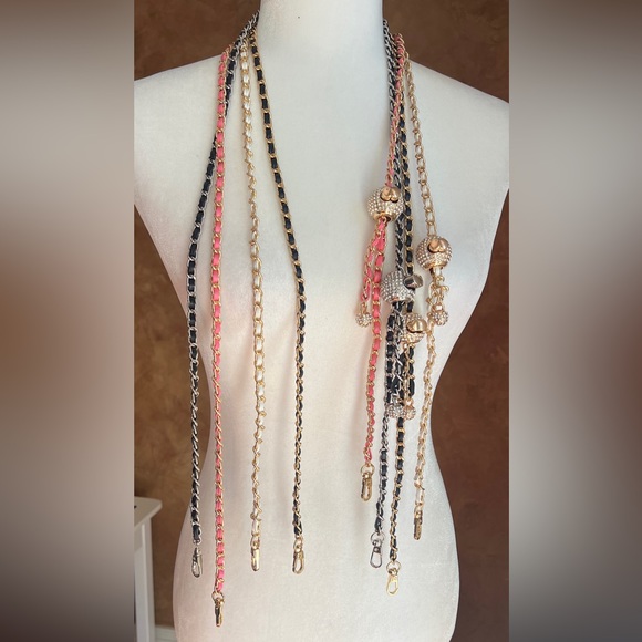 New Luxury Bag Replacement Adjustable Rhinestone Chain Shoulder Strap - Picture 9 of 12